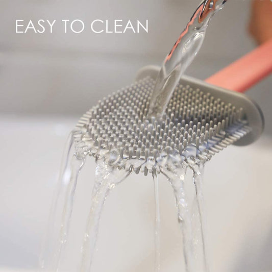 Zuku Toilet Cleaning Brush Bathroom Cleaning Accessories Toilet Brush with Holder Stand Silicon Toilet Brush Cleaner Commode Cleaning Brush Wall Mounted Bathroom Cleaning Accessories(White,Pack of 2)