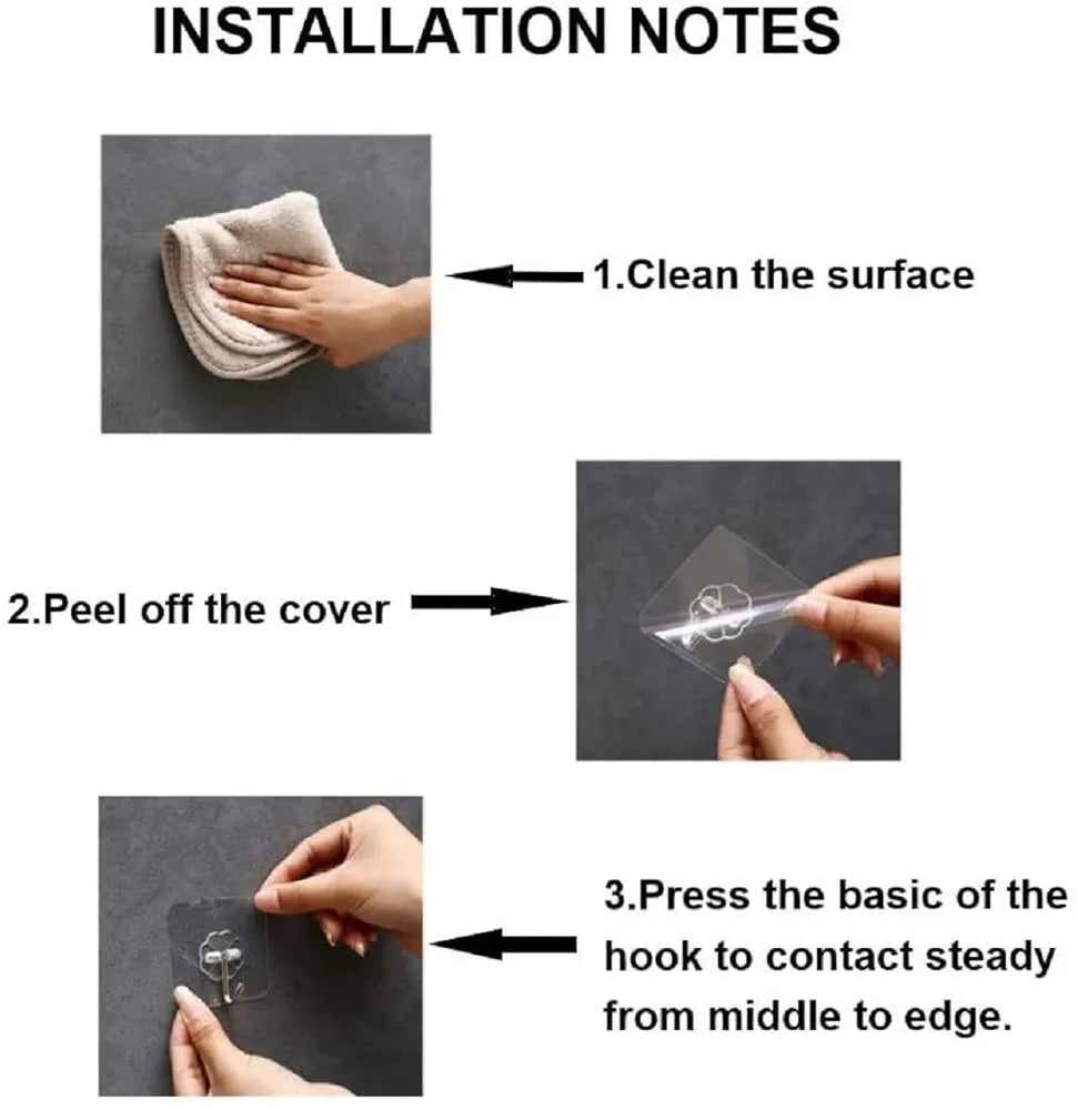 JIALTO Adhesive Hooks Kitchen Wall Hooks-Heavy Duty 13.2lb Nail Free Sticky Hangers with Stainless Hooks Reusable Utility Towel Bath Ceiling Hooks-10 pcs
