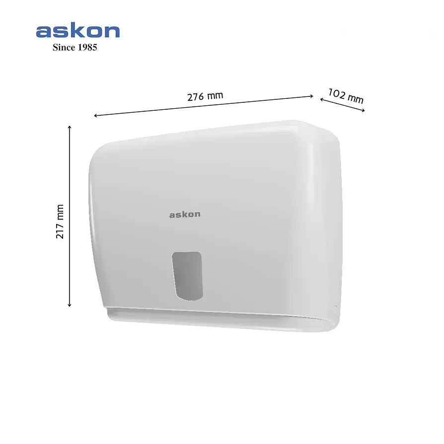 Askon Hand Paper Towel Dispenser, Paper Towel Holder, Wall Mount, White ABS