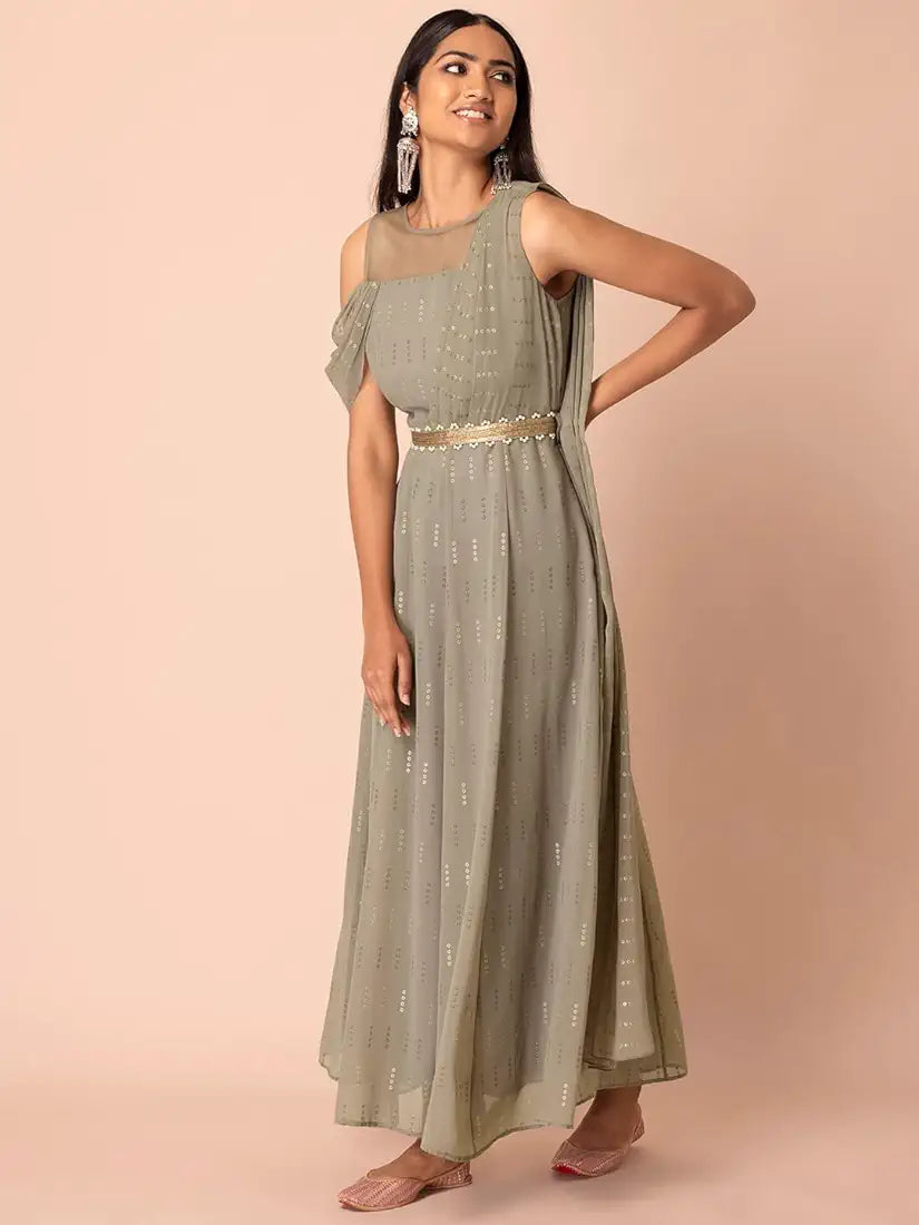 Indya Women's Georgette Regular Fit Casual Kurta