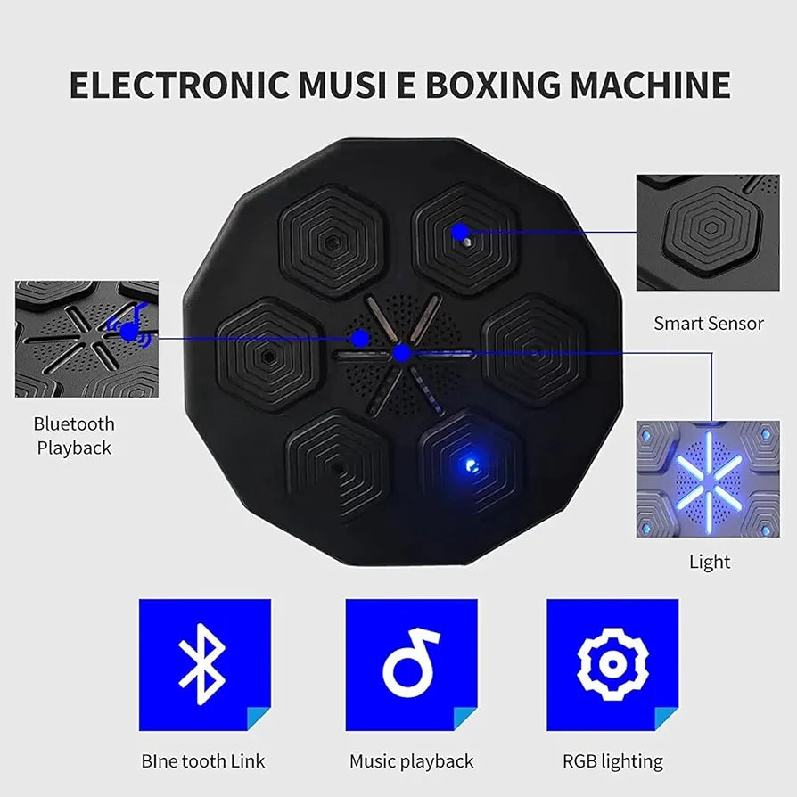 Rhyhorn Smart Electronic Music Boxing Machine, Wall Mounted Boxing Machine Training Punching, 6 Lights & Bluetooth Sensor Smart Boxing Target Workout Machine for Home,Indoor and Gym