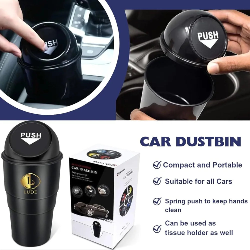 LUDE Premium Car Cleaning Accessories 2025 -Long Handle Duster Microfiber Brush for Interior & Exterior Dust, Scratch-Free 800 GSM Cloth, Car Dustbin, AC Vent Cleaner, After Wash Drying Wiper 
