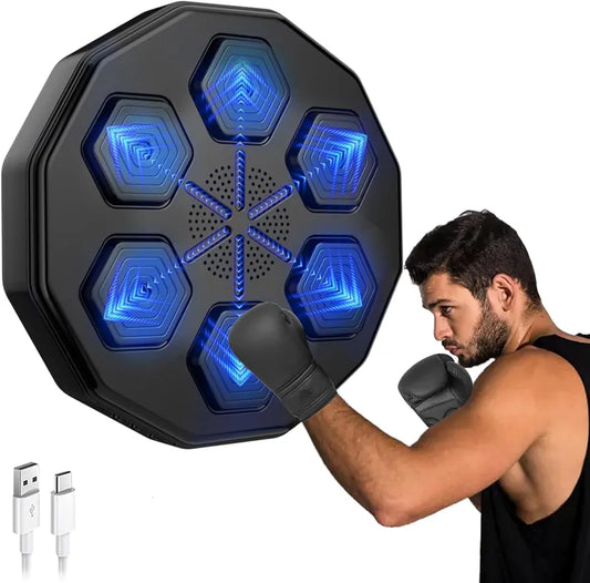 Rhyhorn Smart Electronic Music Boxing Machine, Wall Mounted Boxing Machine Training Punching, 6 Lights & Bluetooth Sensor Smart Boxing Target Workout Machine for Home,Indoor and Gym
