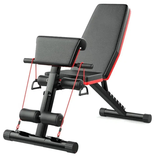 IGNOTI Home Bench Press Chair Dumbbell Stool Adjustable Dumbbell Exercise Bench Flat Weight Bench Foldable Sit Up Incline Abs Flat Fly Weight Press Rope - Stocks  