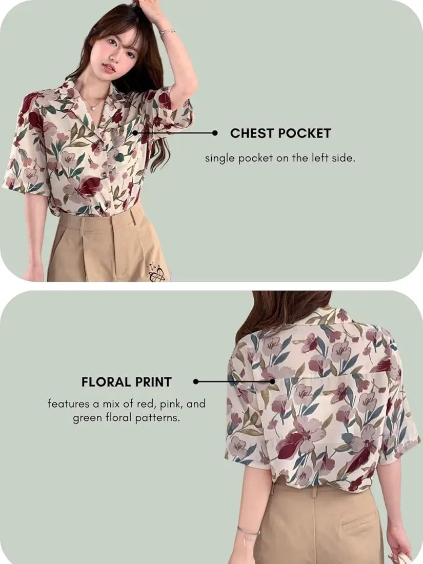 Leriya Fashion Oversized Shirt for Women – Korean Casual Short Sleeve Loose Fit Top | Plus Size Summer Wear for Girls & Women
