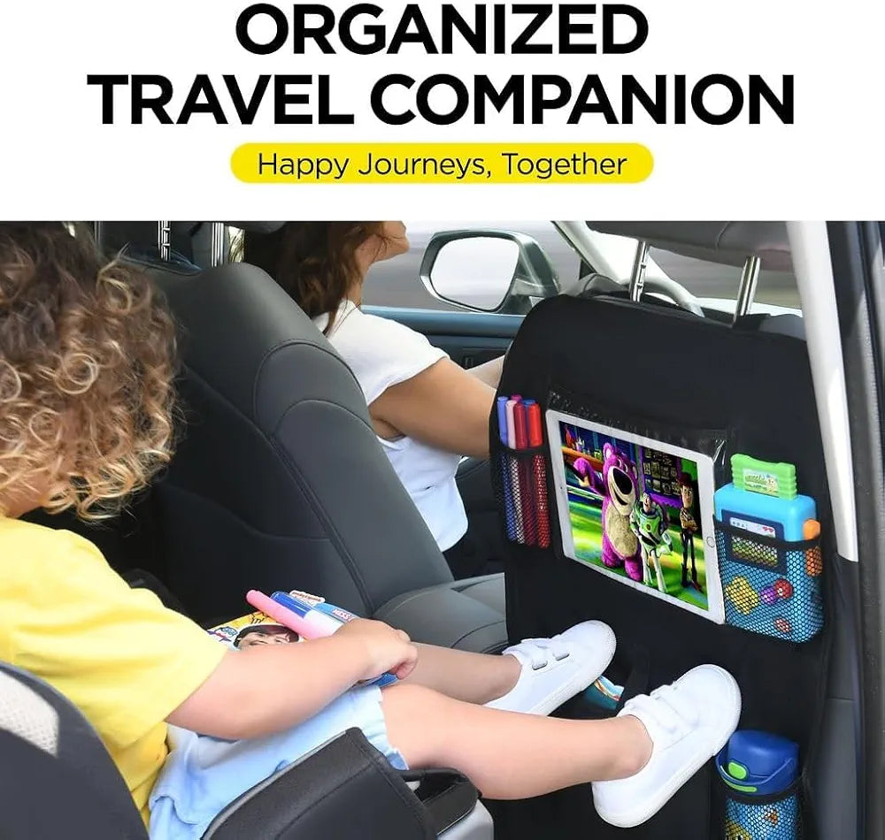 SHIBUI Non-Woven Car Back Seat Automobiles Organizer With Kick Mats & Multi Storage Compartment -  Pack of 2 