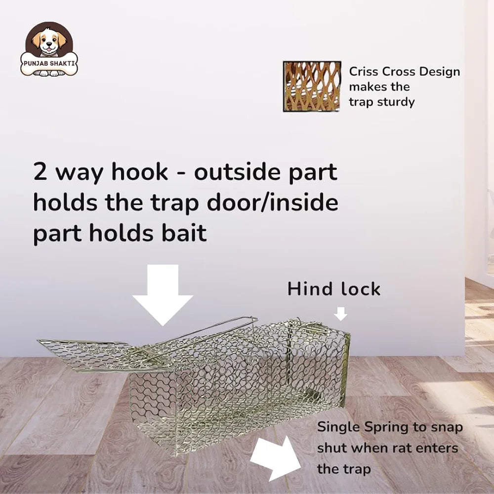 PUNJAB SHAKTI Heavy Duty Rat Catcher Trap — Humane & Reusable Mouse Trap for Home, Office & Warehouse — Easy to Set, Strong & Reliable Rodent Control 