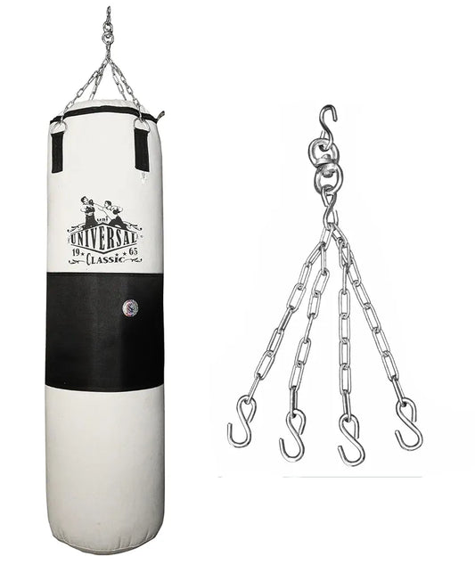 USI UNIVERSAL The Unbeatable Boxing Punching Bag, 626C Classic Tough Canvas 4 Feet UnFilled Boxing Bag, Kickboxing Punching Bag with Hanging Chain Combo, Heavy 20oz Canvas Material for Men & Women