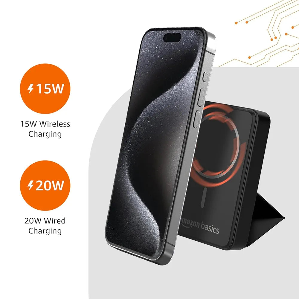 Amzon Basics 10000mAh 20W Fast Charging Power Bank and 15W Wireless Output | Type C Power Delivery  Quick Charge| Two Way Fast Charge | Made in India 