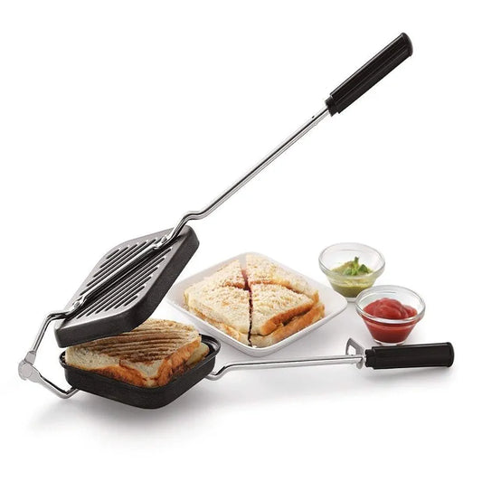 VedaChef Premium Non-Stick Grill Sandwich Toaster - Make Delicious Sandwiches in minutes | Long-lasting double-coating non-stick layer | sandwich griller and toaster | Easy-to-Use & Durable | Black