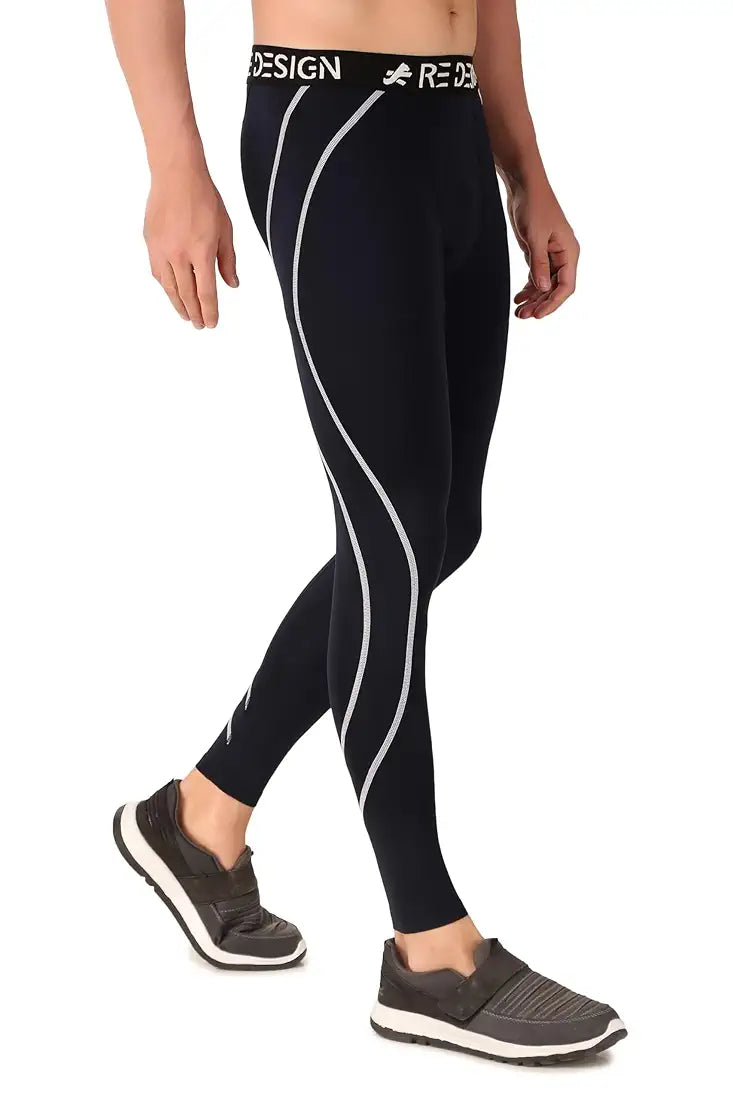 ReDesign Apparels Men's Polyester Compression Pant/Tights/Megging for Gym, Running, Cycling, Yoga & All Sports