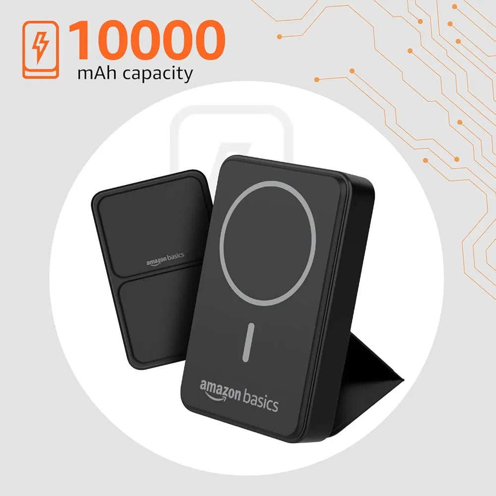 Amzon Basics 10000mAh 20W Fast Charging Power Bank and 15W Wireless Output | Type C Power Delivery  Quick Charge| Two Way Fast Charge | Made in India 