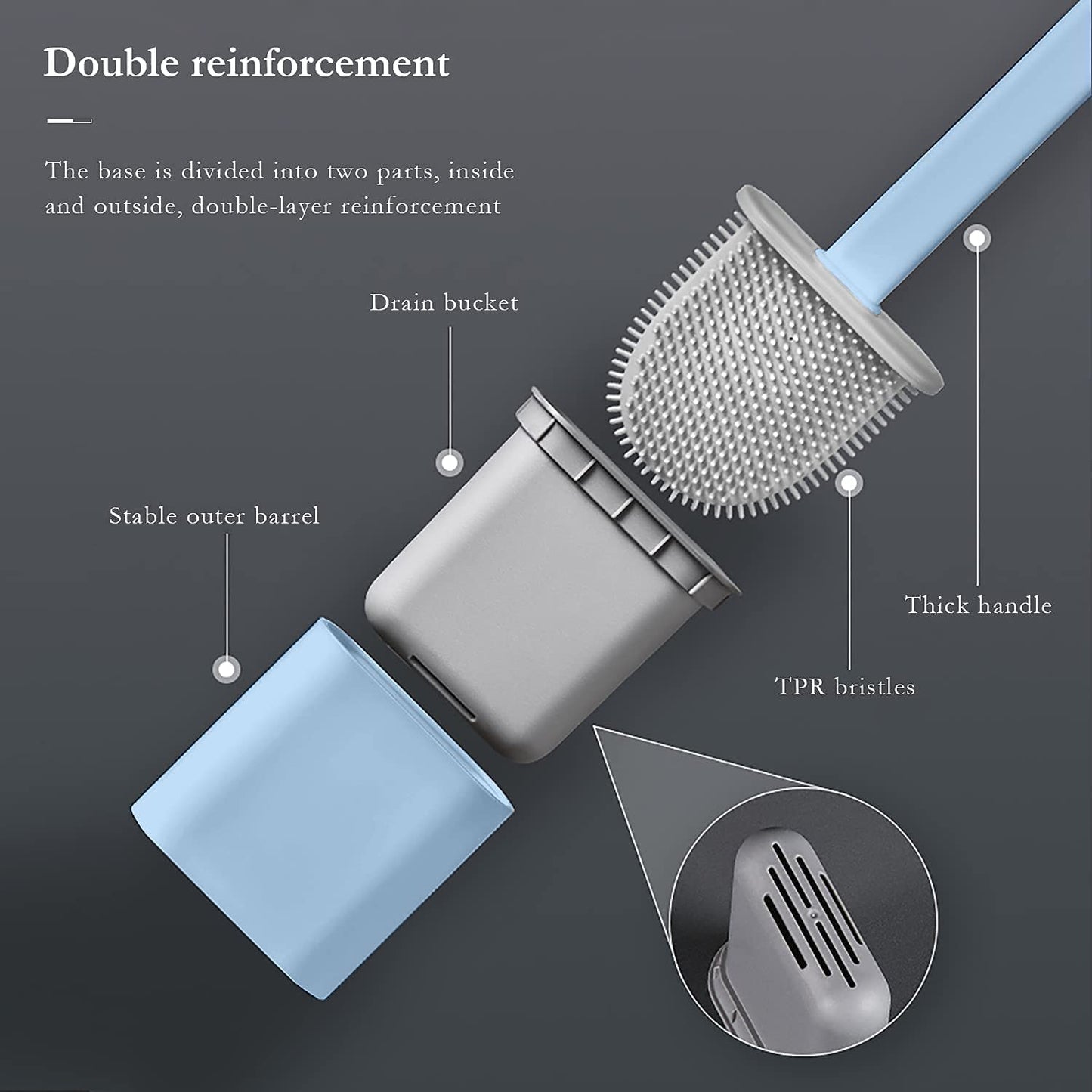 Zuku Toilet Cleaning Brush Bathroom Cleaning Accessories Toilet Brush with Holder Stand Silicon Toilet Brush Cleaner Commode Cleaning Brush Wall Mounted Bathroom Cleaning Accessories(White,Pack of 2)