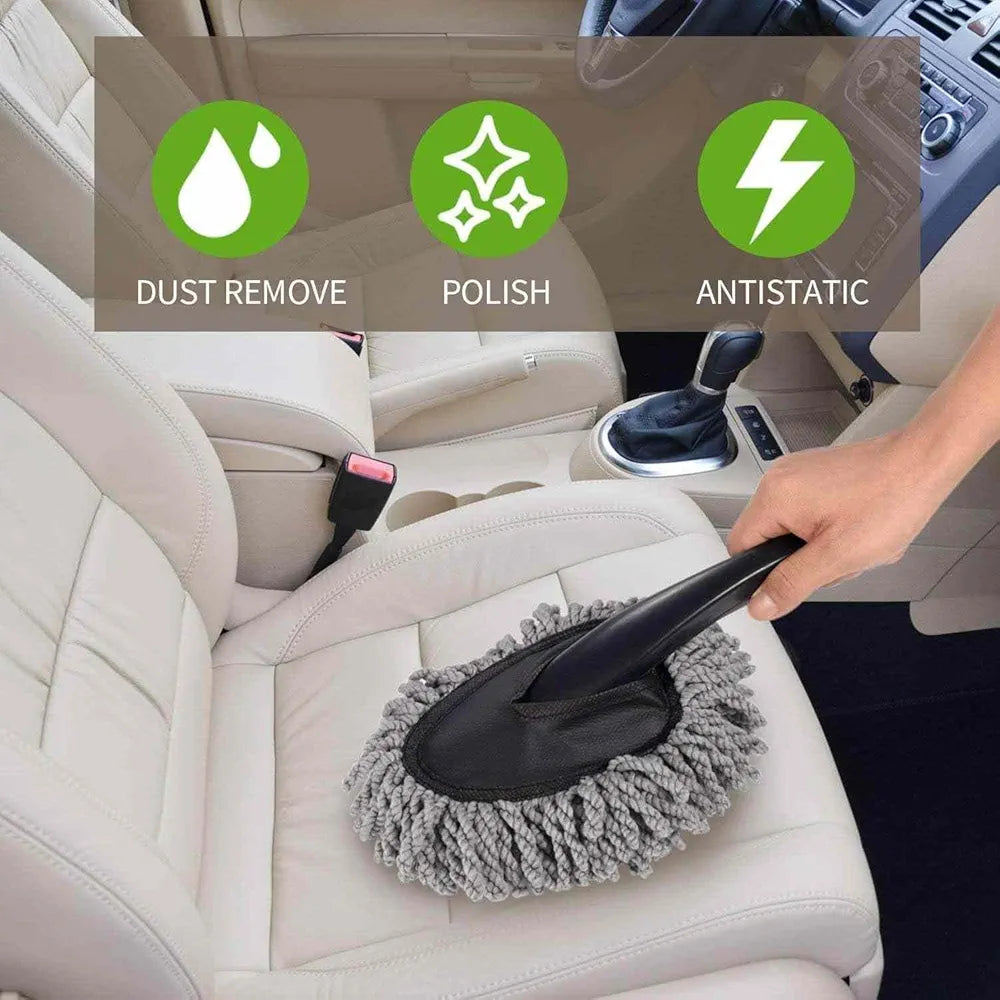 LUDE Premium Car Cleaning Accessories 2025 -Long Handle Duster Microfiber Brush for Interior & Exterior Dust, Scratch-Free 800 GSM Cloth, Car Dustbin, AC Vent Cleaner, After Wash Drying Wiper 