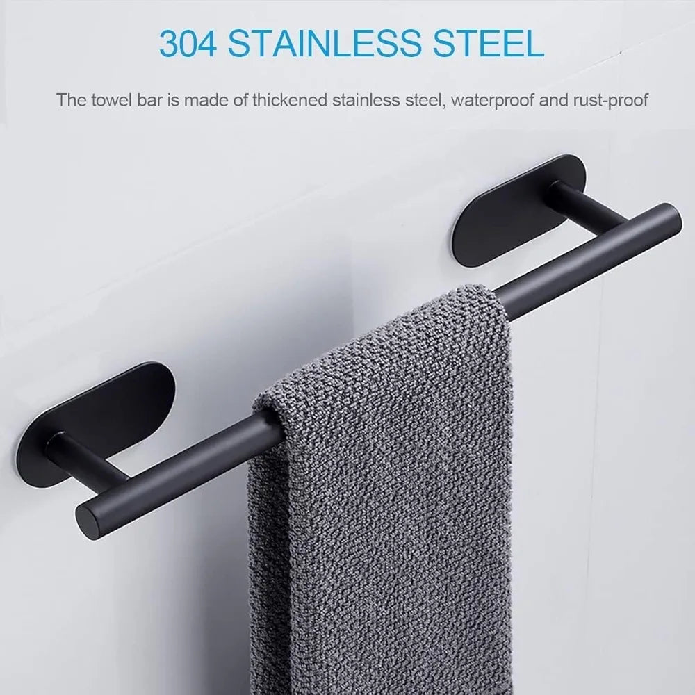 JIALTO 16 Inch Self Adhesive Stainless Steel Towel Bar/Towel Hanger for Bathroom/Wall Mounted Bathroom Towel Holder/Towel Rack for Bathroom/Hand Towel Stand for Kitchen and Washroom 