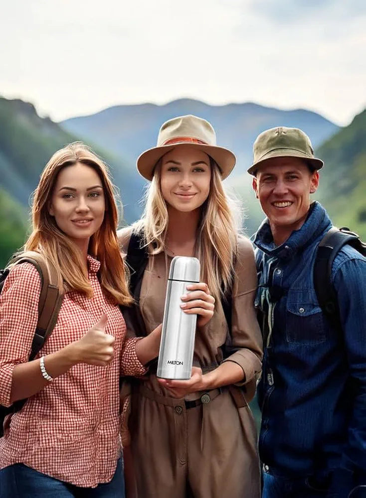 Milton Flip Lid 1000 Thermosteel Water Bottle 1 LTR, 24 Hr Hot and Cold I Leak Proof Lid, ISI Certified I Vacuum Insulated I for Office, Gym, School I Silver