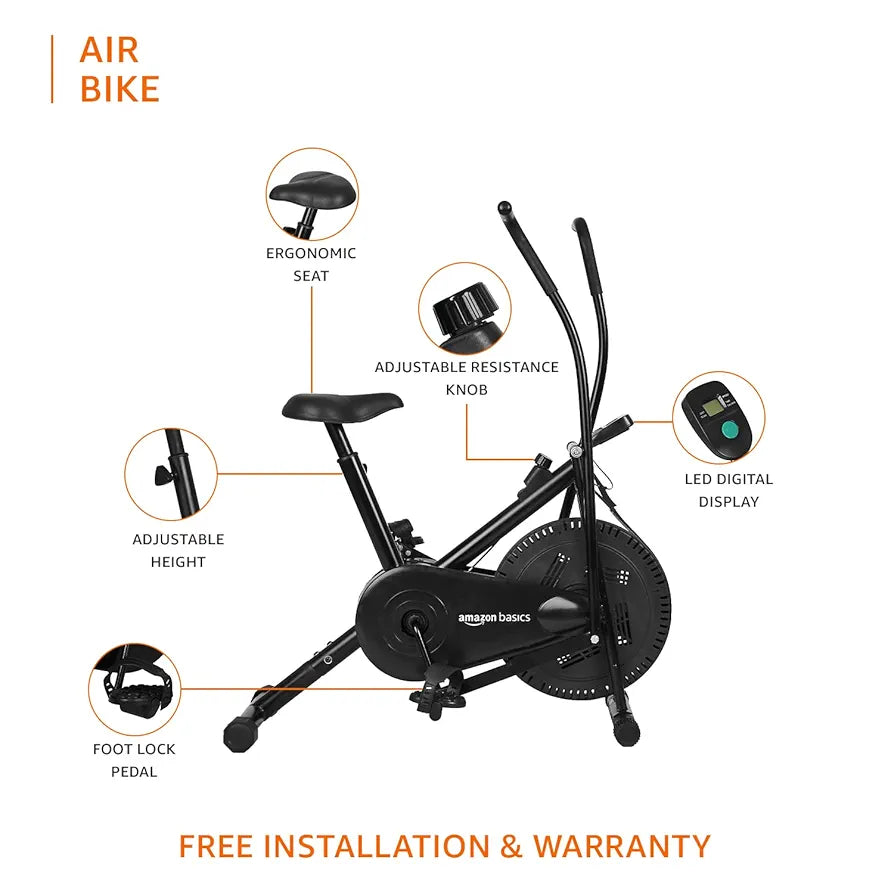 amazon basics Air Bike Exercise Cycle With Moving Or Stationary Handles