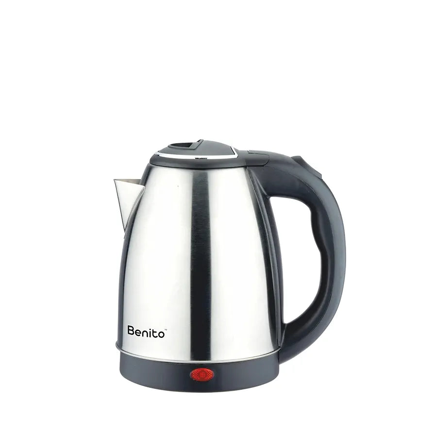 Benito ACQUA Stainless Steel Electric Kettle | 1500W Rapid Boil | 360° Swivel Base, Auto Shut-Off & Boil-Dry Protection | Cool-Touch Handle | Perfect for Tea, Coffee & More | 1.5L, Black & Silver