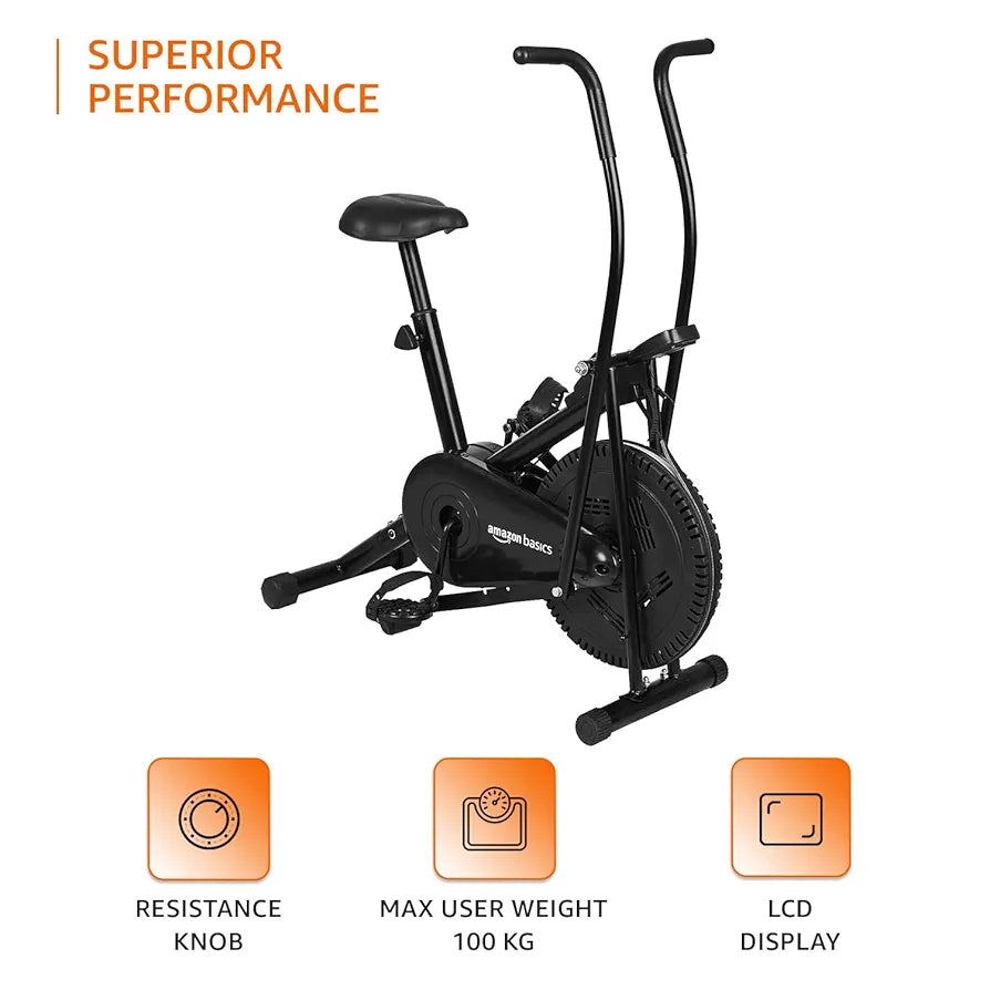 amazon basics Air Bike Exercise Cycle With Moving Or Stationary Handles