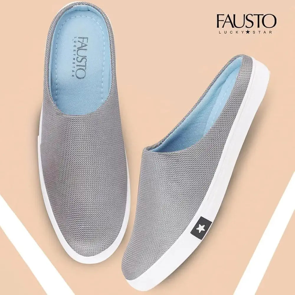 FAUSTO Men Back Open Slip On Shoes Perfect for Daily, Evening, Outdoor, Casual Outfits|Lightweight and Comfort with TPR Sole Flexiblity