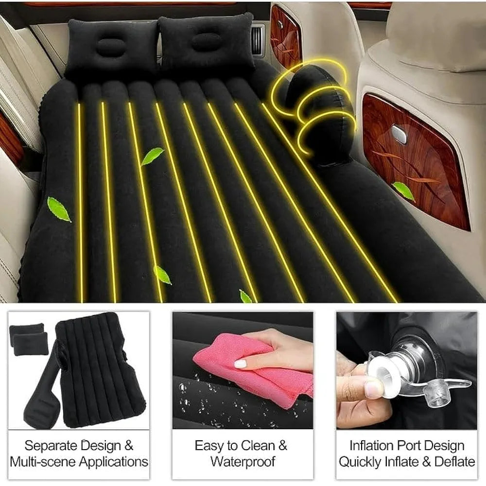 Inflatable Car Bed Sofa Inflatable-Back Seat With-2 Air-Pillow & Air-Pump | Bed Car Inflatable Mattress Car Bed | Kids, Trips, Camping, Picnic, Universal Size