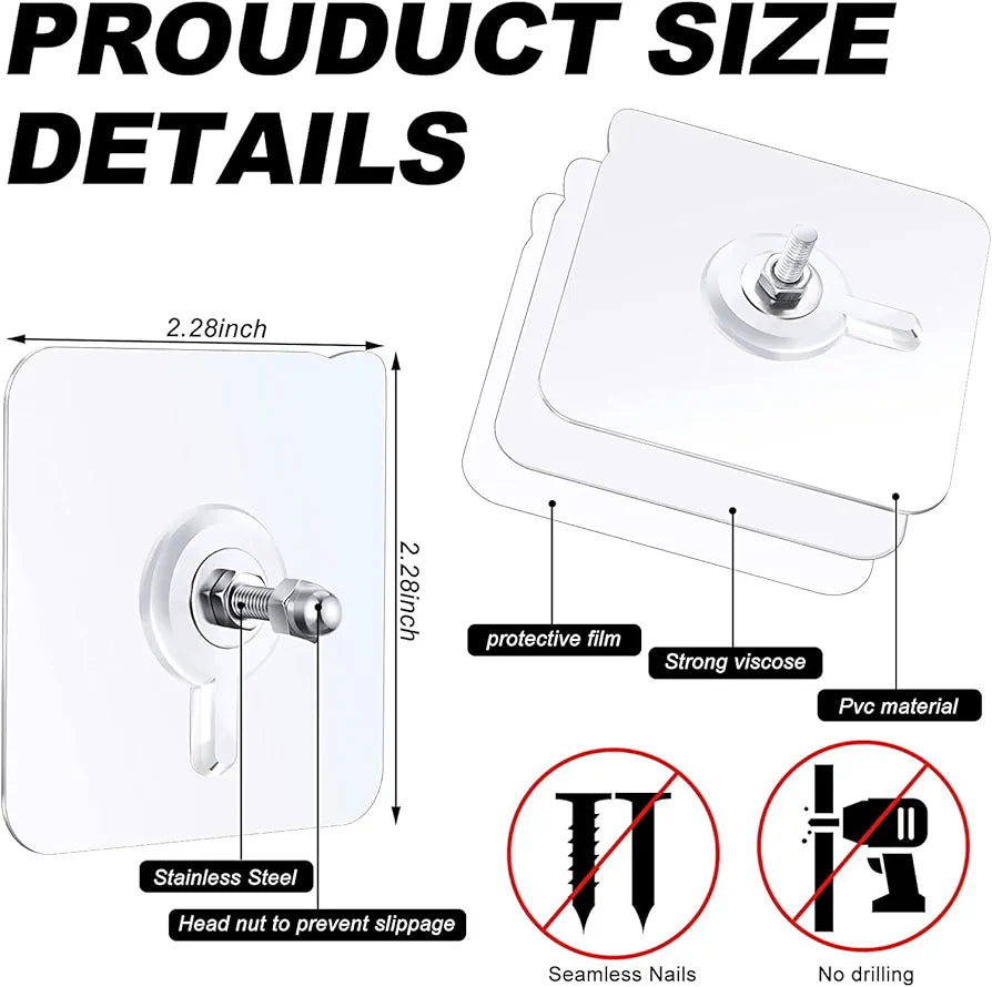JIALTO Wall Hooks for Hanging Strong, Adhesive Hooks for Wall Heavy Duty, Wall hangings, Kitchen Accessories Items, Sticky Photo Frame Hangers 