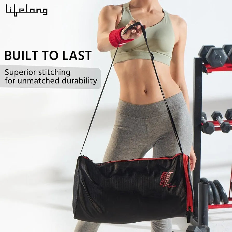 Lifelong Cotton 30 L Duffle Gym Bag for Men & Women | Adjustable Shoulder Bag | Water Resistant | Sports & Travel Bag with Shoe Compartment & Side Pocket ,48.3cm