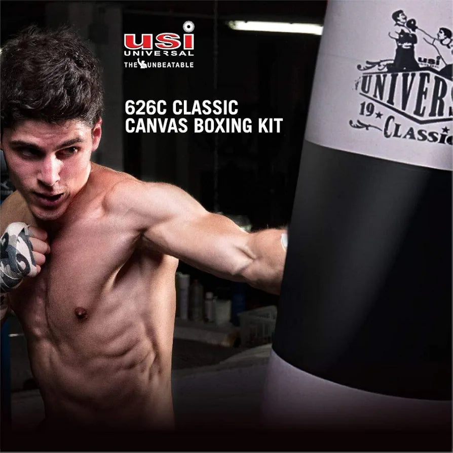 USI UNIVERSAL THE UNBEATABLE Boxing Punching Bag, 626C Classic Tough Canvas 4 Feet Un-Filled Boxing Bag, Punching Bag Without Chain for Kickboxing, Heavy 20oz Canvas Material, Reinforced Hitting Area