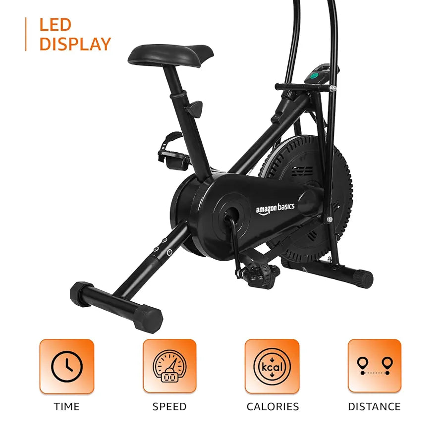 amazon basics Air Bike Exercise Cycle With Moving Or Stationary Handles