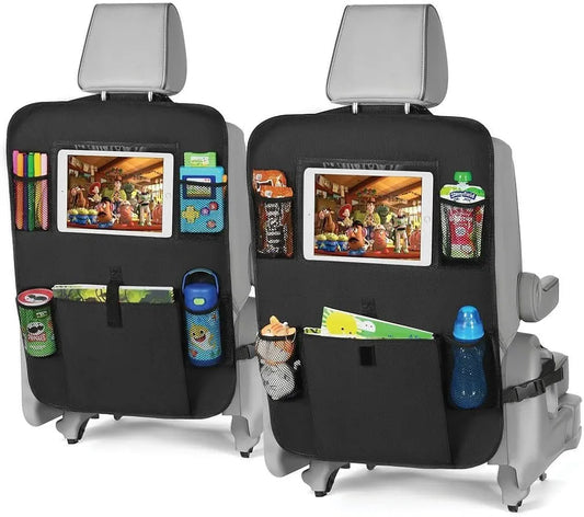 SHIBUI Non-Woven Car Back Seat Automobiles Organizer With Kick Mats & Multi Storage Compartment -  Pack of 2 
