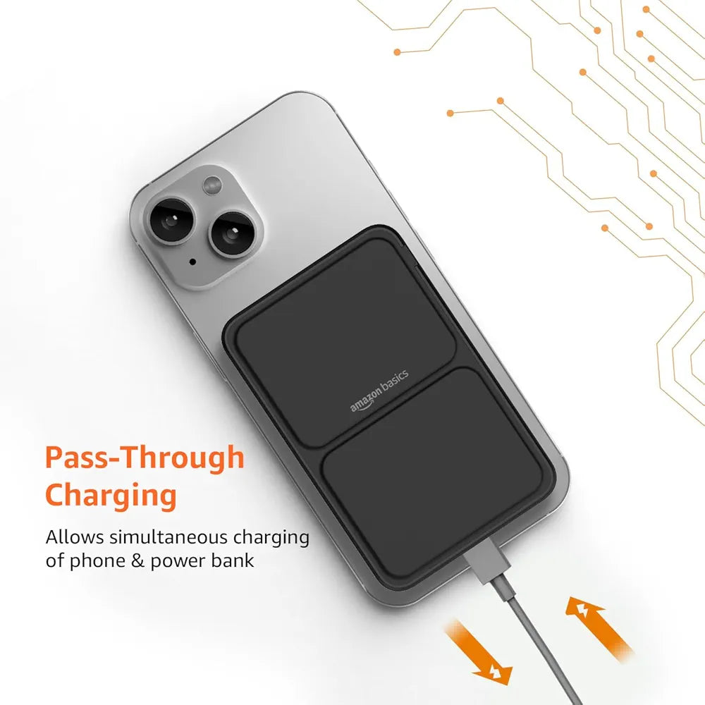 Amzon Basics 10000mAh 20W Fast Charging Power Bank and 15W Wireless Output | Type C Power Delivery  Quick Charge| Two Way Fast Charge | Made in India 