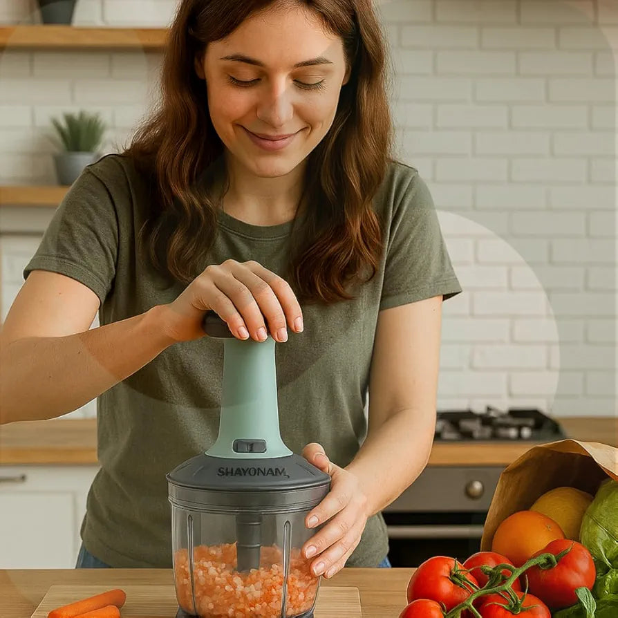 SHAYONAM Chopper for Kitchen Use 1000ml,5 Blade Steel Large Manual Hand-Press Vegetable Chopper Mixer Cutter to Cut Onion, Salad, Tomato, Potato  