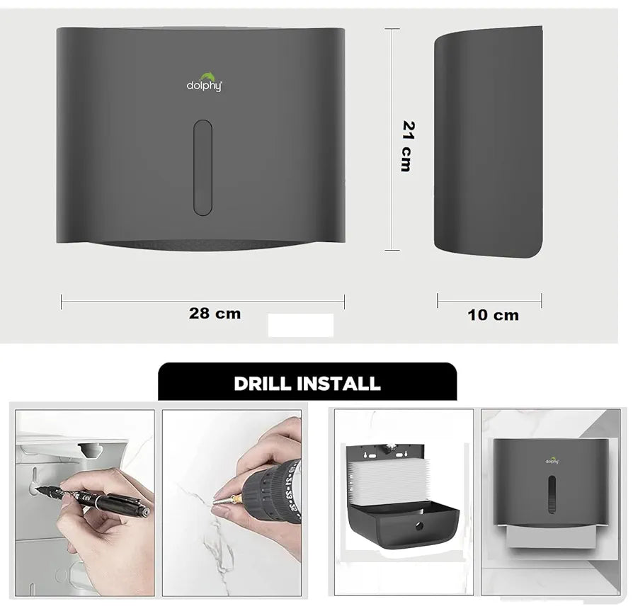 Dolphy Black Multifold Mini Hand Tissue Paper Dispenser