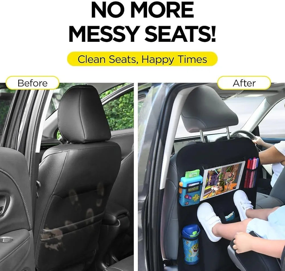 SHIBUI Non-Woven Car Back Seat Automobiles Organizer With Kick Mats & Multi Storage Compartment -  Pack of 2 