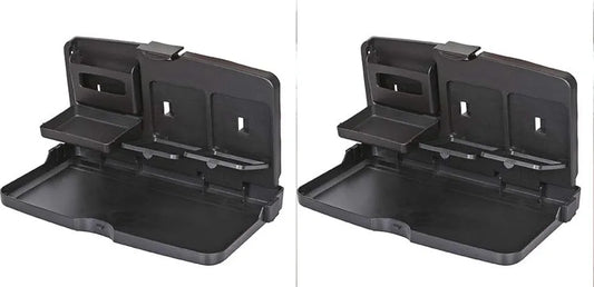  Car Back Seat Tray Table with Phone Holder, Cup Holder, Food Plate Space, Black, Foldable