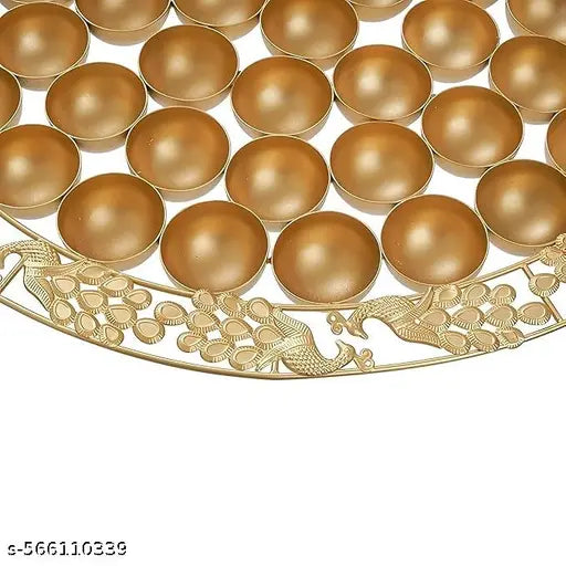 Premium 56 Bhog Thali for Pooja | Traditional Indian Festival Bhog Platter | Decorative Golden Thali with Sweets & Dry Fruits | Peacock Design Puja Thali for Diwali, Janmashtami, and Special Occasions