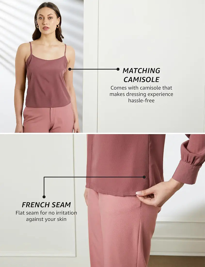 Symbol Premium Women's Solid Desk-to-Dinner' Bow Tie Top 