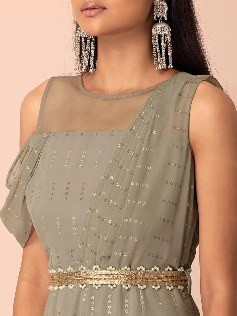 Indya Women's Georgette Regular Fit Casual Kurta