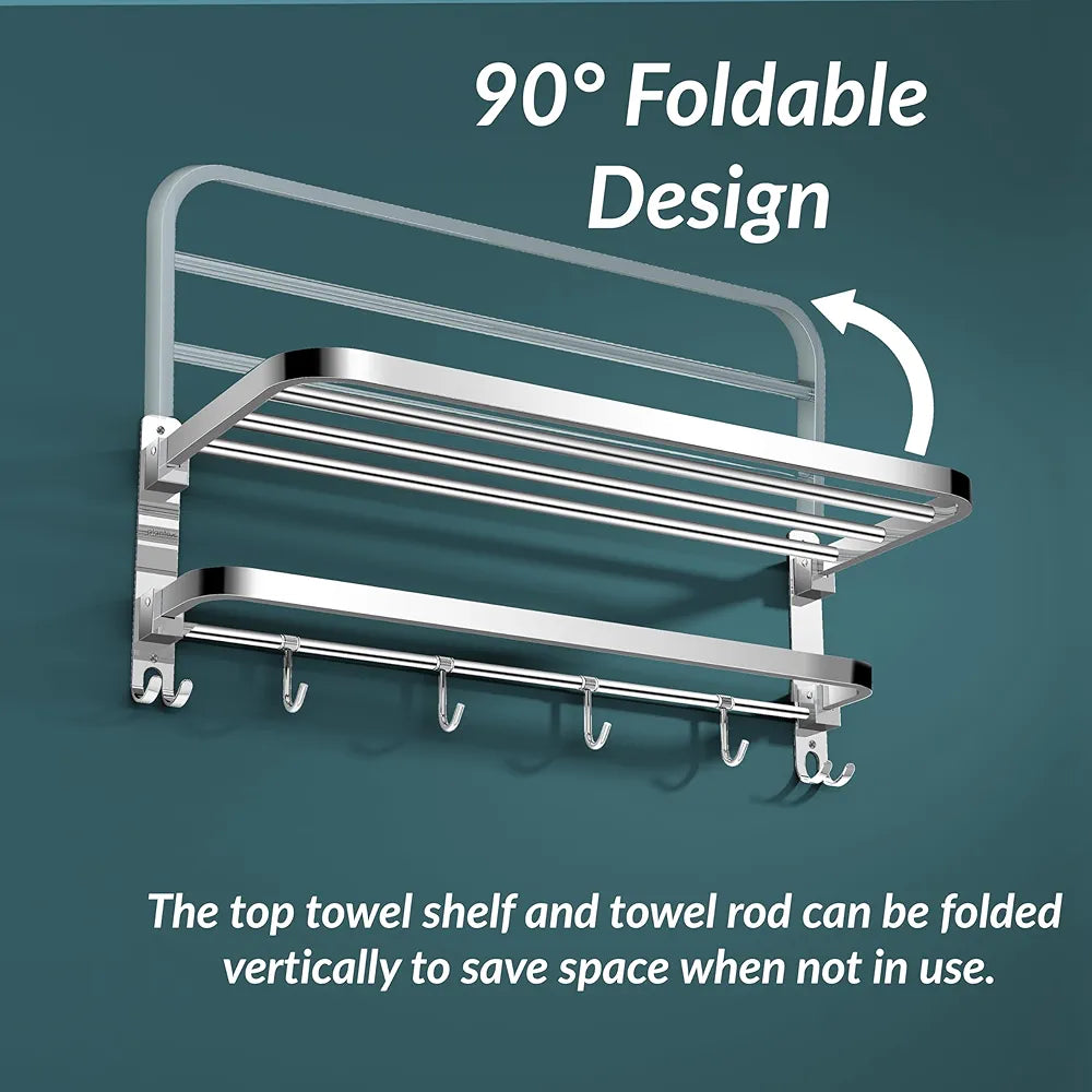 Plantex 304 Grade Stainless Steel Towel Hanger for Bathroom/Dual Folding Towel Rack/Towel Holder/Bathroom Accessories  Chrome
