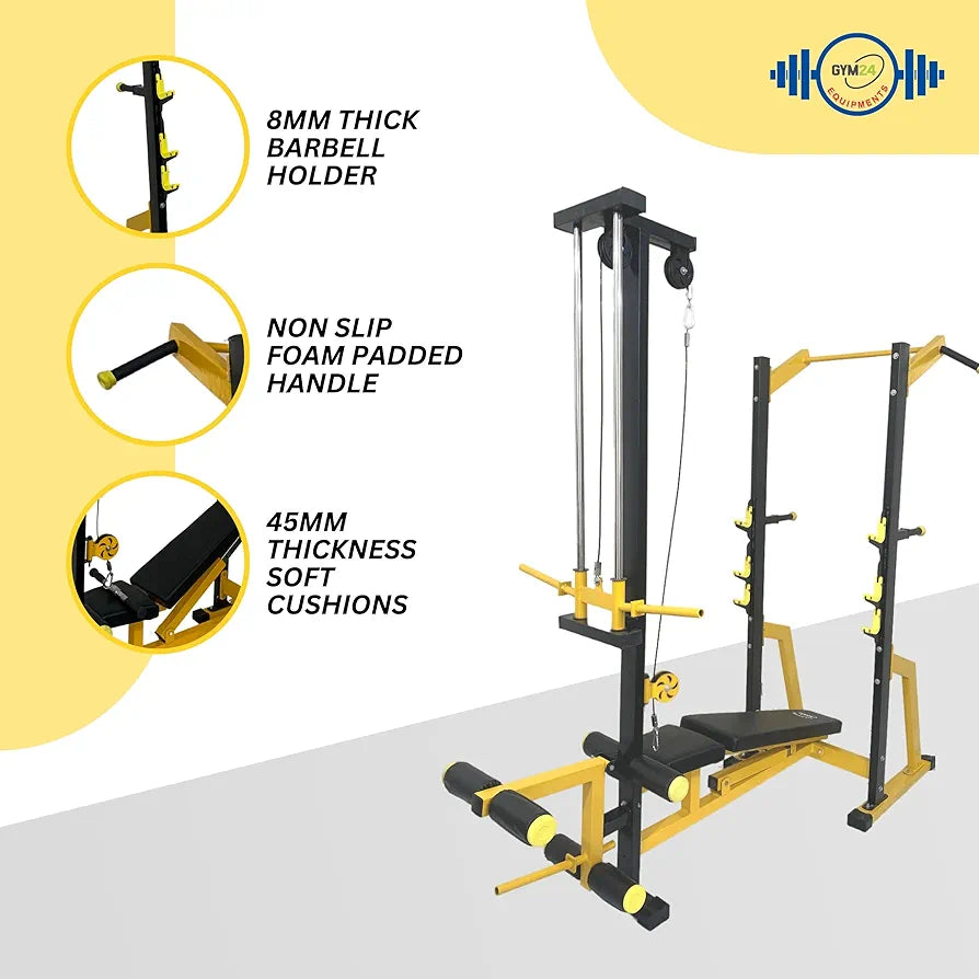 GYM24 Super 20in1 Exercise Bench, Fitness Equipment, Home Gym, Adjustable Bench  Black Leg Extn Curl, Dip Bar Pullupsbar- Loading Capacity: 400 Kg