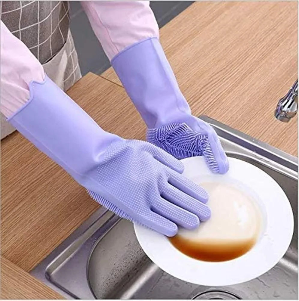 UrbanBite Hand Gloves for Kitchen Cleaning dish Washing Gloves Silicone Dishwashing Hands Vessel dishwasher wash utensil For Women Men House essentials for Bathroom Cleaning Pet Hair Care Car Washing