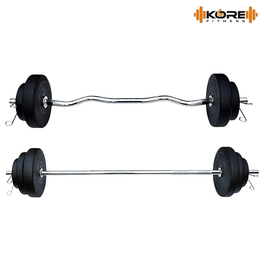 Kore PVC 20 Kg Combo 343 with PVC Adjustable Dumbbells Home Gym Kit, Multicolour