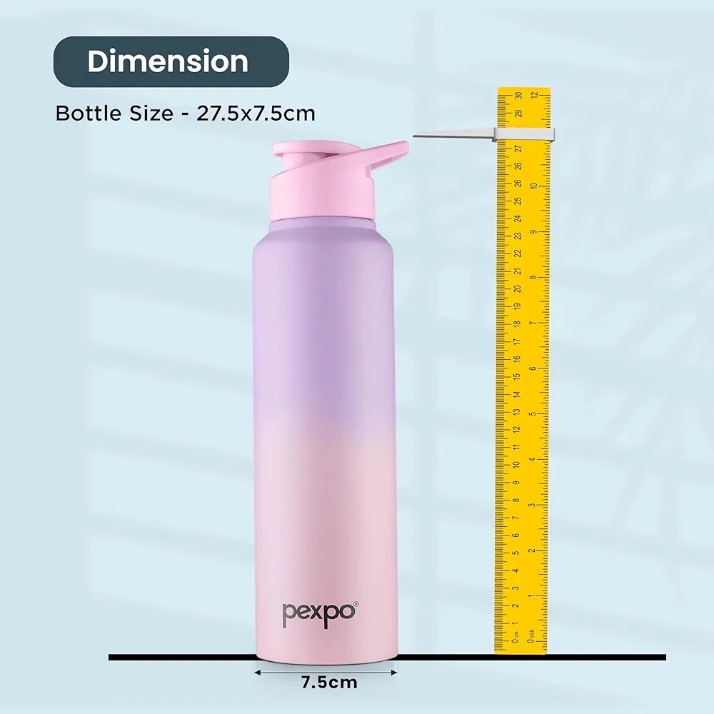 PEXPO Craft Pro 1000 ISI Certified Stainless Steel Water Bottle 950ml Fridge Water Bottle with Sipper Cap | Office | Gym | Travelling | Eco Friendly | BPA Free - Purple & Pink