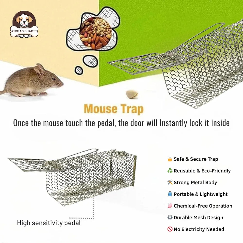 PUNJAB SHAKTI Heavy Duty Rat Catcher Trap — Humane & Reusable Mouse Trap for Home, Office & Warehouse — Easy to Set, Strong & Reliable Rodent Control 