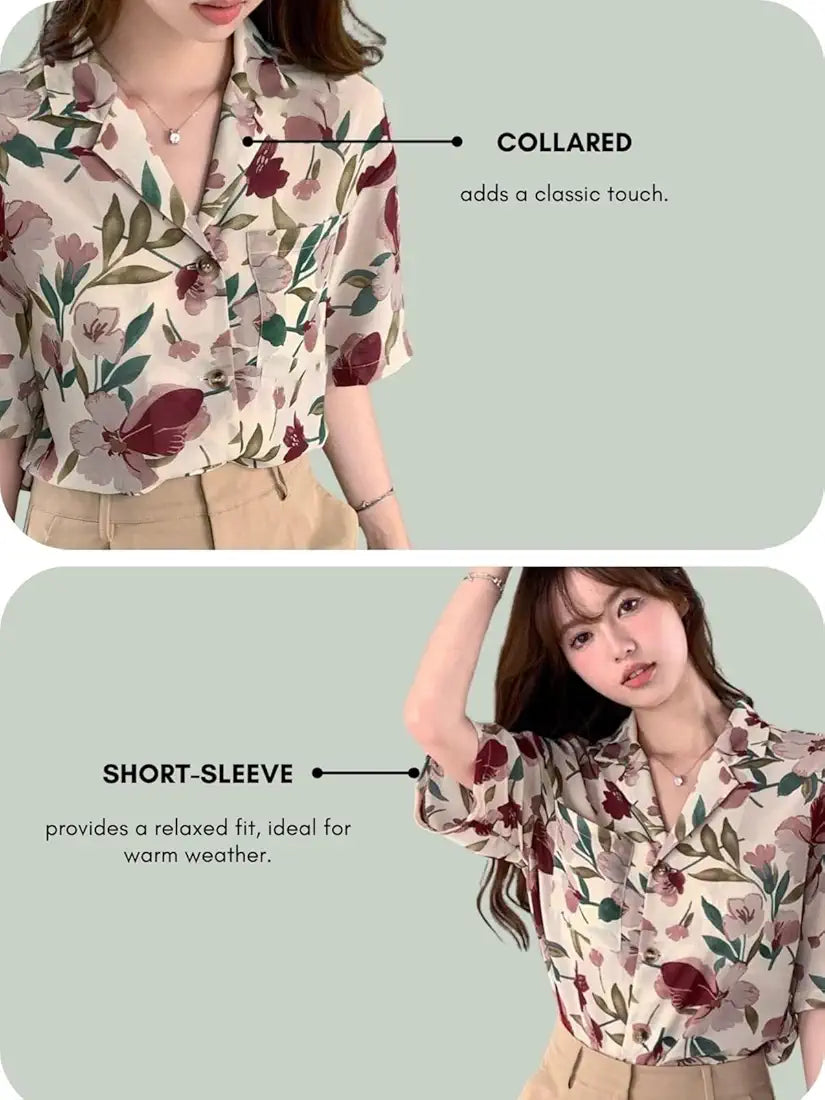 Leriya Fashion Oversized Shirt for Women – Korean Casual Short Sleeve Loose Fit Top | Plus Size Summer Wear for Girls & Women