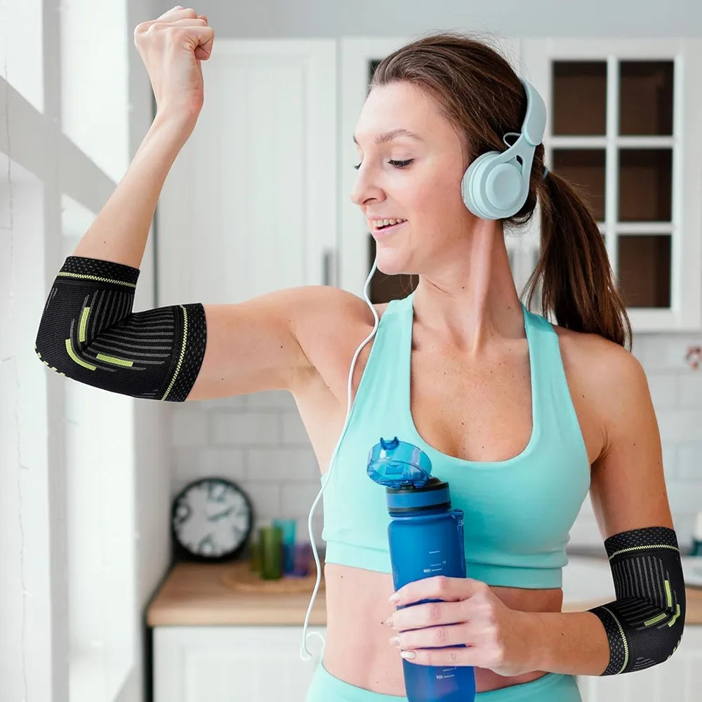 Leosportz Nylon Elbow Support For Gym -Elbow Brace For Men Women Workout|Elbow Compression Sleeves For Tendonitis Pain Relief, Tennis, Volleyball, Cricket-Elbow Pain 