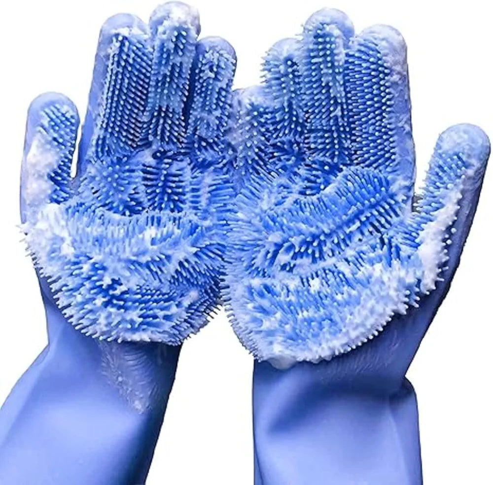 UrbanBite Hand Gloves for Kitchen Cleaning dish Washing Gloves Silicone Dishwashing Hands Vessel dishwasher wash utensil For Women Men House essentials for Bathroom Cleaning Pet Hair Care Car Washing