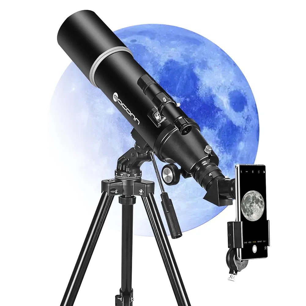 EACONN Telescopes for Adults Astronomy, 80mm Aperture 600mm Refractor Telescope for Beginners, Compact and Portable Travel Telescopio with Backpack