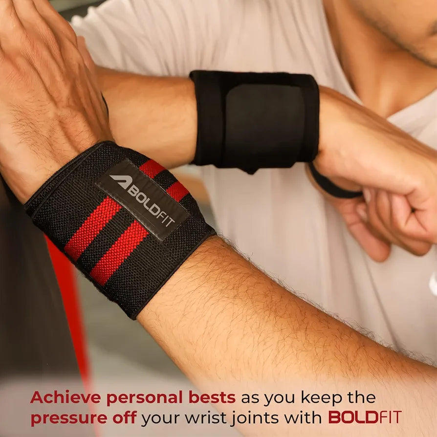 Boldfit Cotton Wrist Band for Men & Women, Wrist Supporter for Gym Wrist Wrap/Straps Gym Accessories for Men for Hand Grip & Wrist Support While Workout 