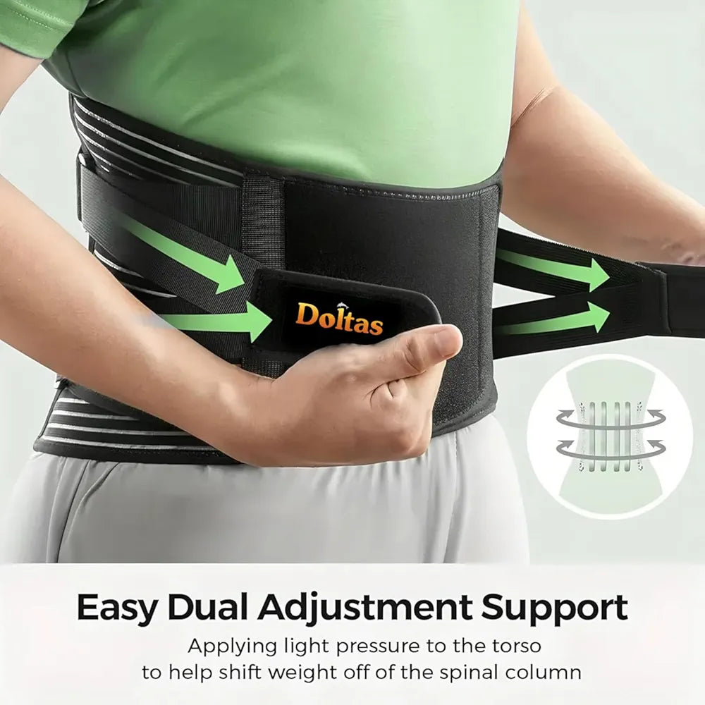 DOLTAS Lumber Sacral Belt for Lower Back Pain Relief LS belt with four Aluminium plates & Adjustable Back support for Men & Women Universal 